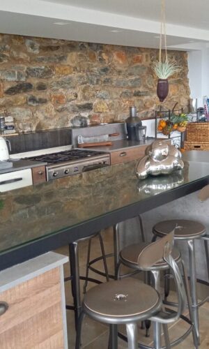 Chaise Nicolle metal chair, 65-cm height. Chaises Nicolle in a French home.