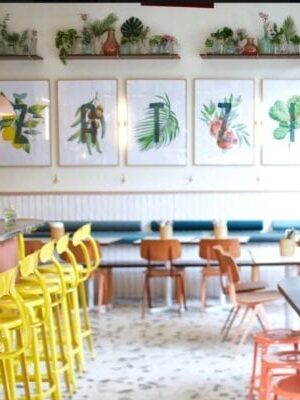 Metal chair by Chaises Nicolle. Used for bar stools and chairs at a restaurant in Strasbourg.