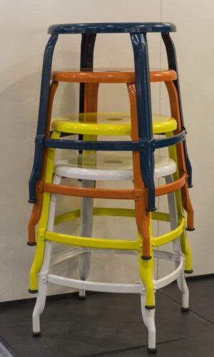 Metal Nicolle stool, 45-cm in height. Stackable metal stools in a range of colors by Nicolle.