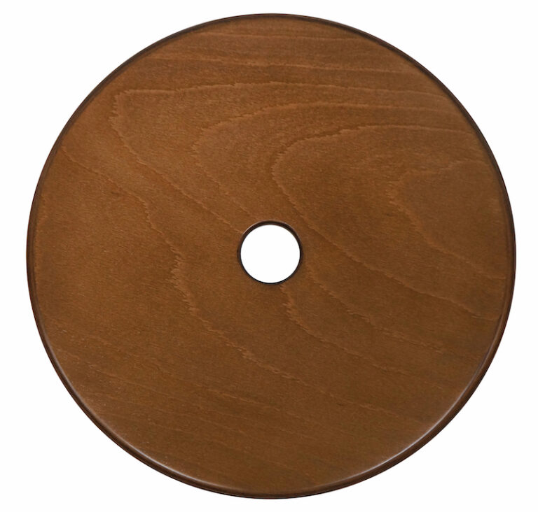 Wood and metal dining chair from Chaises Nicolle, with a caramel-colored wooden seat.