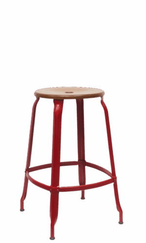 Chaises Nicolle caramel red brown metal and wood stool for kitchen