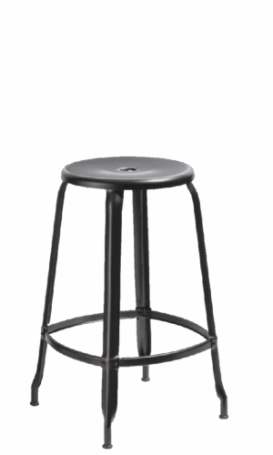 Tabouret Nicolle tout en métal, finition acier patiné, tabouret industriel fixe de 65 cm de hauteur, idéal pour îlot de cuisine, tabouret de bar métal au style vintage et robuste, mobilier professionnel pour cuisine, bar ou restaurant, fabriqué en France