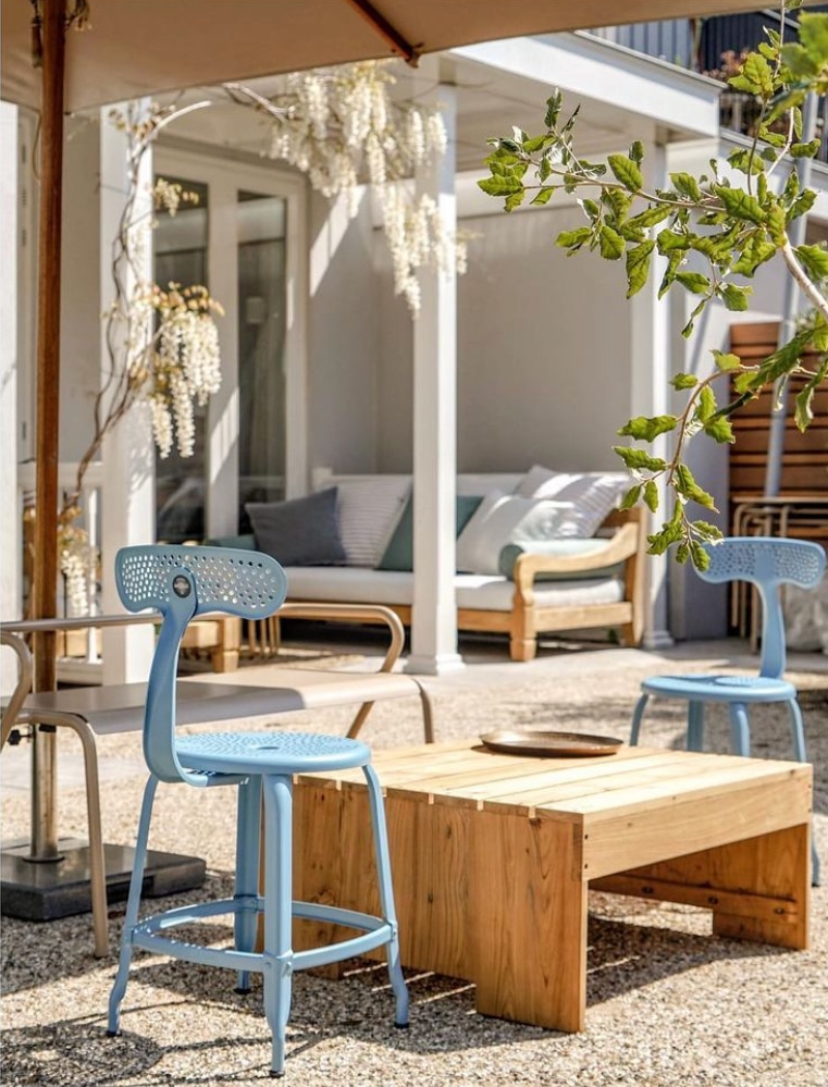 Chaise Nicolle H18-inch Outdoor: Couvaloup, French-Made Outdoor Metal Garden Chair