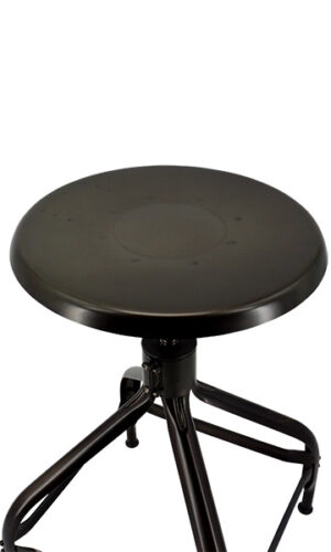 Adjustable Nicolle stool, height range , made of metal. Nicolle metal office stool, with a patina finished in aged steel.