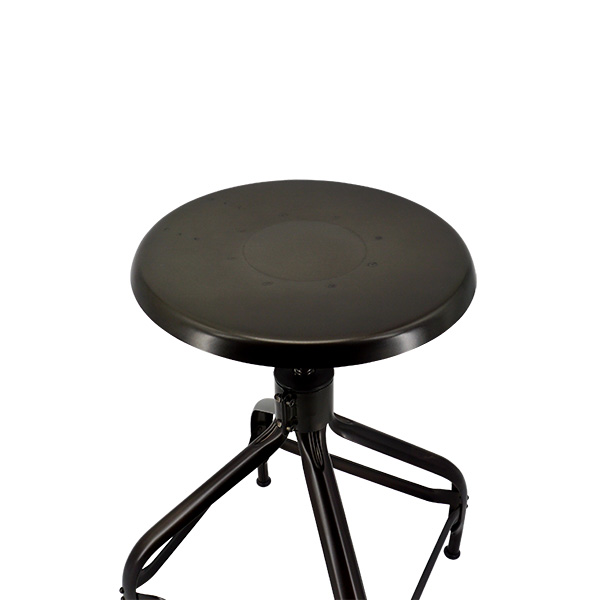 Adjustable Nicolle stool, height range , made of metal. Nicolle metal office stool, with a patina finished in aged steel.