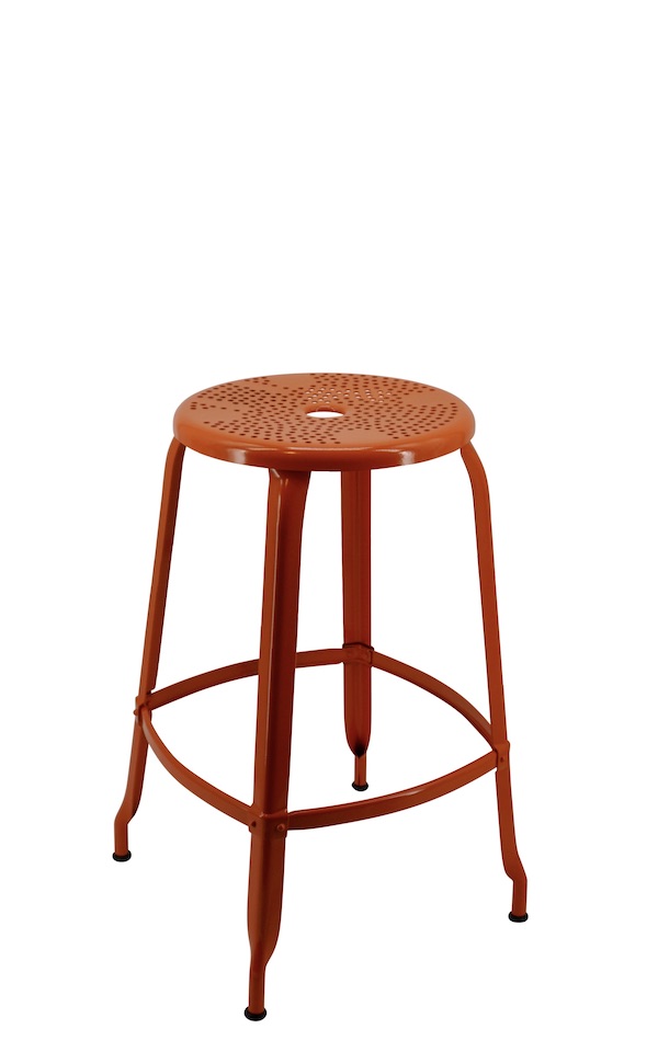 TABOURET_H60_NICOLLE_OUTDOOR_RAL2004_ORANGE_PUR_BRILLANT A vibrant and stylish Nicolle outdoor stool in glossy pure orange RAL color, with a height of 60-cm.