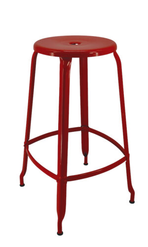 tabouret de bar industriel metal rouge vintage fabriqué en france