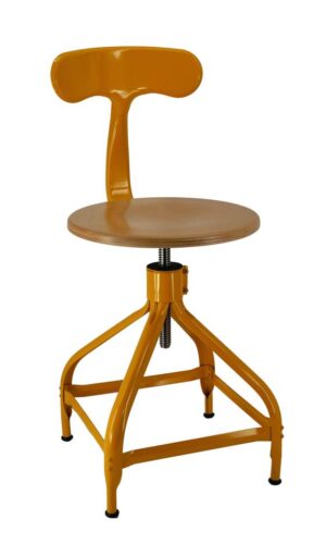 Chaise look indus jaune avec assise bois