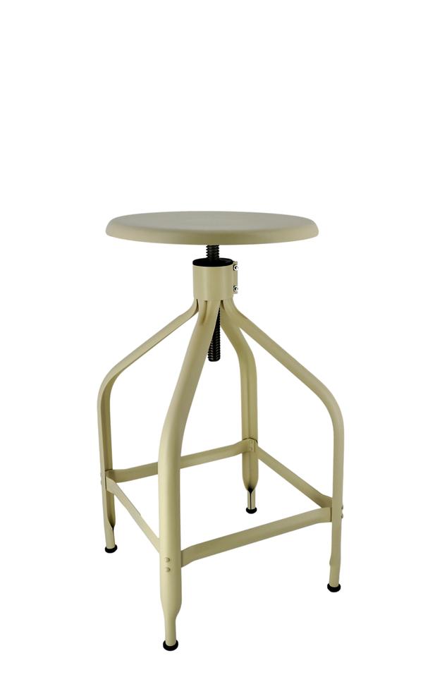 Grand tabouret à vis métal coloris ivoire
