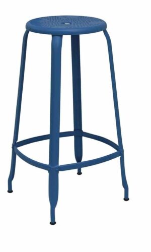 Tabouret haut en métal bleu extérieur design par Paola Navonne